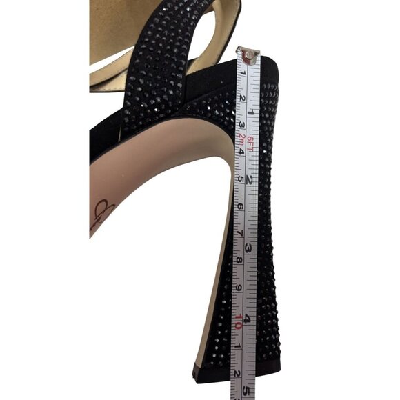 JESSICA SIMPSON / J-Friso-2 /  Black / Rhinestone / Platform Heeled / Sandals / - Picture 7 of 8